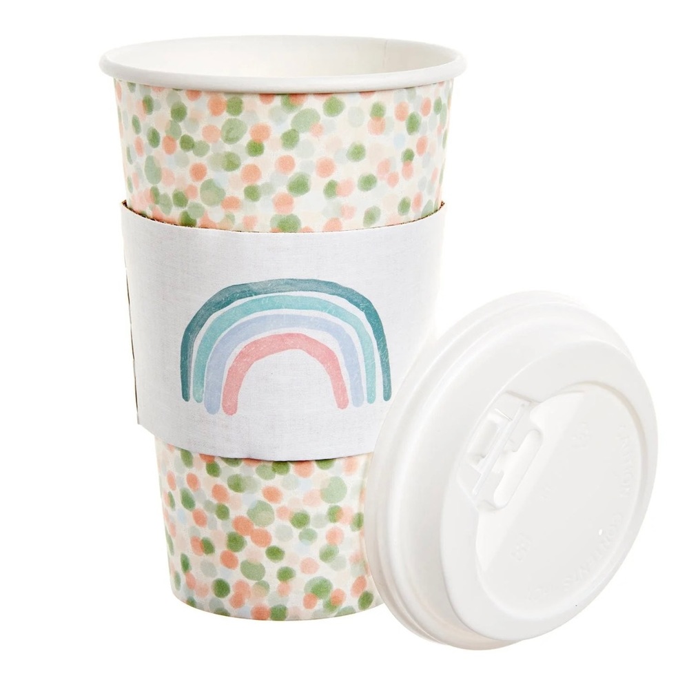 Rainbow Pastel Coffee Cups with Sleeves 12 ct NWT